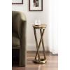 imageKate and Laurel Aja Modern Metal Round Drink Table 9 x 9 x 22 Antique Brass Decorative Geometric Pedestal Table with Circular Tabletop for Use as Metal Indoor Plant StandGold