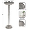 imageKate and Laurel Alessia Modern Decorative Metal Drink Table 8 x 8 x 22 White Transitional Round Cast Aluminum Pedestal Plant Stand with Rough Texture and Wavy Scalloped EdgeSilver