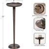 imageKate and Laurel Alessia Modern Decorative Metal Drink Table 8 x 8 x 22 White Transitional Round Cast Aluminum Pedestal Plant Stand with Rough Texture and Wavy Scalloped EdgeBronze