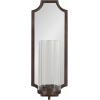 imageKate and Laurel Ciel Glam Mirrored Wall Sconce 6 x 5 x 16 Black Modern Scalloped Candle Holder with Removable Glass Cylinder and Mirror for Bathroom or Bedroom Wall DecorBronze