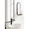 imageKate and Laurel Ciel Glam Mirrored Wall Sconce 6 x 5 x 16 Black Modern Scalloped Candle Holder with Removable Glass Cylinder and Mirror for Bathroom or Bedroom Wall DecorBlack