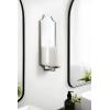 imageKate and Laurel Ciel Glam Mirrored Wall Sconce 6 x 5 x 16 Black Modern Scalloped Candle Holder with Removable Glass Cylinder and Mirror for Bathroom or Bedroom Wall DecorSilver