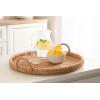 imageKate and Laurel Cormont Modern Round Woven Rattan Tray with Handles 23 Inch Diameter Natural Rattan Decorative Circle Boho Tray for Use as Versatile Ottoman Tray or Serving PlatterNatural