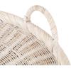 imageKate and Laurel Cormont Modern Round Woven Rattan Tray with Handles 23 Inch Diameter Natural Rattan Decorative Circle Boho Tray for Use as Versatile Ottoman Tray or Serving PlatterWhite
