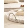 imageKate and Laurel Cormont Modern Round Woven Rattan Tray with Handles 23 Inch Diameter Natural Rattan Decorative Circle Boho Tray for Use as Versatile Ottoman Tray or Serving PlatterWhite