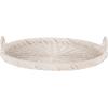 imageKate and Laurel Cormont Modern Round Woven Rattan Tray with Handles 23 Inch Diameter Natural Rattan Decorative Circle Boho Tray for Use as Versatile Ottoman Tray or Serving PlatterWhite