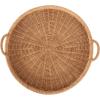 imageKate and Laurel Cormont Modern Round Woven Rattan Tray with Handles 23 Inch Diameter Natural Rattan Decorative Circle Boho Tray for Use as Versatile Ottoman Tray or Serving PlatterNatural