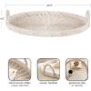 imageKate and Laurel Cormont Modern Round Woven Rattan Tray with Handles 23 Inch Diameter Natural Rattan Decorative Circle Boho Tray for Use as Versatile Ottoman Tray or Serving PlatterWhite
