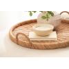 imageKate and Laurel Cormont Modern Round Woven Rattan Tray with Handles 23 Inch Diameter Natural Rattan Decorative Circle Boho Tray for Use as Versatile Ottoman Tray or Serving PlatterNatural