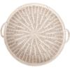 imageKate and Laurel Cormont Modern Round Woven Rattan Tray with Handles 23 Inch Diameter Natural Rattan Decorative Circle Boho Tray for Use as Versatile Ottoman Tray or Serving PlatterWhite