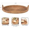 imageKate and Laurel Cormont Modern Round Woven Rattan Tray with Handles 23 Inch Diameter Natural Rattan Decorative Circle Boho Tray for Use as Versatile Ottoman Tray or Serving PlatterNatural