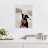 imageKate and Laurel Elegant Womanin Hat Framed Canvas Wall Art by July Art Prints 18 x 24 Sylvie Beaded White Modern People Beach Abstract Art for Wall Decor Living Room Bedroom