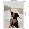 imageKate and Laurel Elegant Womanin Hat Framed Canvas Wall Art by July Art Prints 18 x 24 Sylvie Beaded White Modern People Beach Abstract Art for Wall Decor Living Room Bedroom