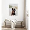 imageKate and Laurel Elegant Womanin Hat Framed Canvas Wall Art by July Art Prints 28 x 38 Sylvie Beaded White Modern People Beach Abstract Art for Wall Decor Living Room Bedroom