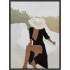 imageKate and Laurel Elegant Womanin Hat Framed Canvas Wall Art by July Art Prints 28 x 38 Sylvie Black Modern People Beach Abstract Art for Wall Decor Living Room Bedroom
