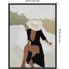 imageKate and Laurel Elegant Womanin Hat Framed Canvas Wall Art by July Art Prints 28 x 38 Sylvie Black Modern People Beach Abstract Art for Wall Decor Living Room Bedroom
