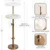 imageKate and Laurel Engles Traditional AdjustableHeight Pedestal Drink Table 10 x 10 x 30 Natural Quartz and Antique Brass Vintage Round Indoor Metal Plant Stand with Authentic Stone Tabletop