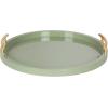 imageKate and Laurel Halsey Decorative Wooden Round Tray with Polished Metal Handles 16 Inch Diameter Sage Green and Gold Modern Glam Circle Serving Tray for Use as Ottoman Topper or Coffee Table Accent