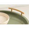 imageKate and Laurel Halsey Decorative Wooden Round Tray with Polished Metal Handles 16 Inch Diameter Sage Green and Gold Modern Glam Circle Serving Tray for Use as Ottoman Topper or Coffee Table Accent