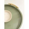imageKate and Laurel Halsey Decorative Wooden Round Tray with Polished Metal Handles 16 Inch Diameter Sage Green and Gold Modern Glam Circle Serving Tray for Use as Ottoman Topper or Coffee Table Accent