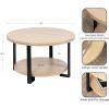 imageKate and Laurel Hendricks Modern Geometric Round Wood Coffee Table 30 x 30 x 19 Light Natural and Black Decorative Circular Living Room Table with Storage for Useful Home Decor