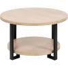 imageKate and Laurel Hendricks Modern Geometric Round Wood Coffee Table 30 x 30 x 19 Light Natural and Black Decorative Circular Living Room Table with Storage for Useful Home Decor