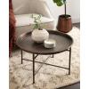 imageKate and Laurel Mahdavi Modern Round Metal Living Room Coffee Table 25 x 25 x 16 Bronze Transitional Circle Coffee Table with Moroccan Textured Top for Outdoor Furniture Decor