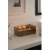 imageKate and Laurel Pearce Rectangle Decorative Metal Candle Bowl 11 x 6 x 4 Gray Gunmetal Large ThreeWick Unscented Candle with Decorative Bowl for Living Room DecorGold