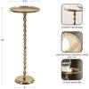 imageKate and Laurel Ropa Transitional Round Pedestal Drink Table 9 x 9 x 22 Black Decorative Cast Aluminum Mini Table with Spiral Rope Design for Use as Indoor Plant Stand or Living Room AccentGold