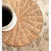 imageKate and Laurel Sula Modern Woven Rattan Round Drink Table 10 x 10 x 22 Natural Rattan Boho Sculptural Circle Mini Table for Use as Indoor Plant Stand or Living Room Accent Table