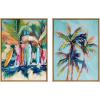 imageKate and Laurel Sylvie Surf and Sand and Tropical Palms Study Framed Canvas Wall Art Set by Rachel Christopoulos 2 Piece Set 18x24 NaturalNatural