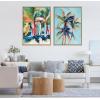 imageKate and Laurel Sylvie Surf and Sand and Tropical Palms Study Framed Canvas Wall Art Set by Rachel Christopoulos 2 Piece Set 18x24 NaturalNatural