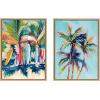 imageKate and Laurel Sylvie Surf and Sand and Tropical Palms Study Framed Canvas Wall Art Set by Rachel Christopoulos 2 Piece Set 18x24 NaturalNatural