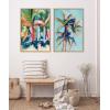 imageKate and Laurel Sylvie Surf and Sand and Tropical Palms Study Framed Canvas Wall Art Set by Rachel Christopoulos 2 Piece Set 18x24 NaturalNatural