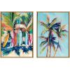 imageKate and Laurel Sylvie Surf and Sand and Tropical Palms Study Framed Canvas Wall Art Set by Rachel Christopoulos 2 Piece Set 18x24 NaturalNatural