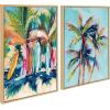 imageKate and Laurel Sylvie Surf and Sand and Tropical Palms Study Framed Canvas Wall Art Set by Rachel Christopoulos 2 Piece Set 18x24 NaturalNatural