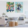 imageKate and Laurel Sylvie Surf and Sand and Tropical Palms Study Framed Canvas Wall Art Set by Rachel Christopoulos 2 Piece Set 18x24 NaturalWhite