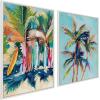 imageKate and Laurel Sylvie Surf and Sand and Tropical Palms Study Framed Canvas Wall Art Set by Rachel Christopoulos 2 Piece Set 18x24 NaturalWhite