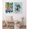 imageKate and Laurel Sylvie Surf and Sand and Tropical Palms Study Framed Canvas Wall Art Set by Rachel Christopoulos 2 Piece Set 18x24 NaturalWhite