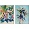 imageKate and Laurel Sylvie Surf and Sand and Tropical Palms Study Framed Canvas Wall Art Set by Rachel Christopoulos 2 Piece Set 18x24 NaturalWhite