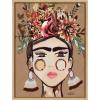 imageKate and Laurel Sylvie Warm Frida Framed Canvas Wall Art by Inkheart Designs 18x24 Natural Modern Floral Female Portrait Art