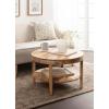 imageKate and Laurel Talcott Modern Tiered Round Coffee Table 28 x 28 x 18 Walnut Brown Transitional TwoTier Circle Living Room Table with Storage and Mango Wood ConstructionNatural