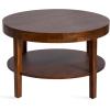 imageKate and Laurel Talcott Modern Tiered Round Coffee Table 28 x 28 x 18 Walnut Brown Transitional TwoTier Circle Living Room Table with Storage and Mango Wood ConstructionWalnut Brown