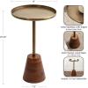 imageKate and Laurel Tira Elegant Round Drink Table 10 x 22 Antique Brass and Black Vintage Glam Circle Martini Table for Use as a Small Bedroom Nightstand or Living Room Plant Stand OptionWalnut BrownGold