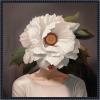 imageKate and Laurel White Flower Woman Portrait Framed Canvas Wall Art by The Creative Bunch Studio 22 x 22 Sylvie Beaded Black Modern People Flowers Nature Art for Wall Decor Living Room Bedroom