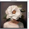 imageKate and Laurel White Flower Woman Portrait Framed Canvas Wall Art by The Creative Bunch Studio 22 x 22 Sylvie Beaded Black Modern People Flowers Nature Art for Wall Decor Living Room Bedroom