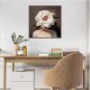 imageKate and Laurel White Flower Woman Portrait Framed Canvas Wall Art by The Creative Bunch Studio 22 x 22 Sylvie Beaded Dark Gold Modern People Flowers Nature Art for Wall Decor Living Room