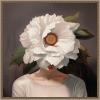 imageKate and Laurel White Flower Woman Portrait Framed Canvas Wall Art by The Creative Bunch Studio 22 x 22 Sylvie Beaded Dark Gold Modern People Flowers Nature Art for Wall Decor Living Room