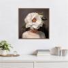 imageKate and Laurel White Flower Woman Portrait Framed Canvas Wall Art by The Creative Bunch Studio 22 x 22 Sylvie Beaded Dark Gold Modern People Flowers Nature Art for Wall Decor Living Room