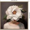 imageKate and Laurel White Flower Woman Portrait Framed Canvas Wall Art by The Creative Bunch Studio 22 x 22 Sylvie Beaded Dark Gold Modern People Flowers Nature Art for Wall Decor Living Room